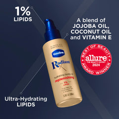 Vaseline radiant x oil texture close-up demonstrating lightweight absorption