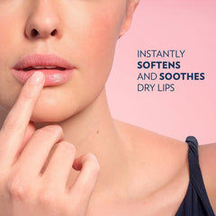 Close-up of subtle pink tint in Vaseline rosy lips delivering natural color