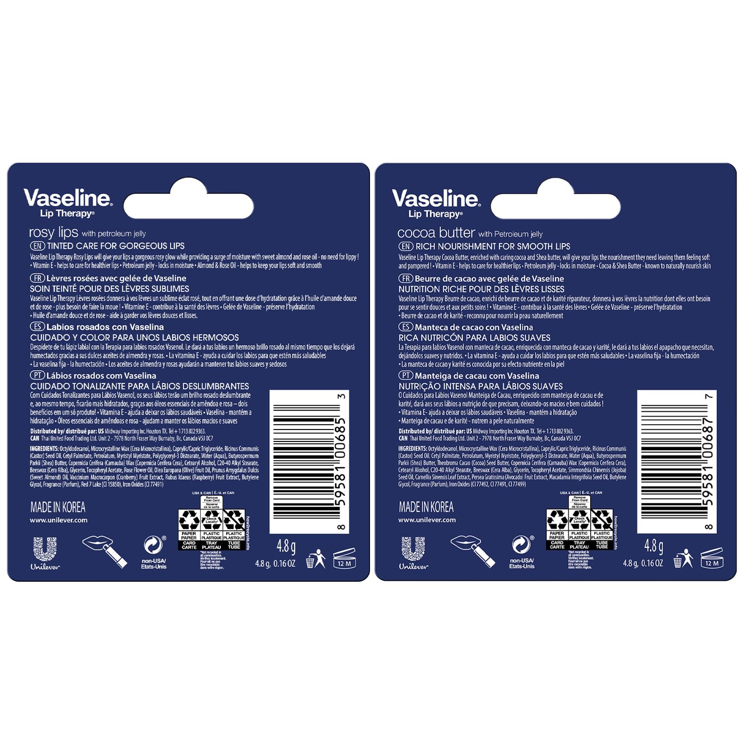 Vaseline Rosy Lips stick closeup highlighting tint and moisturizing effect