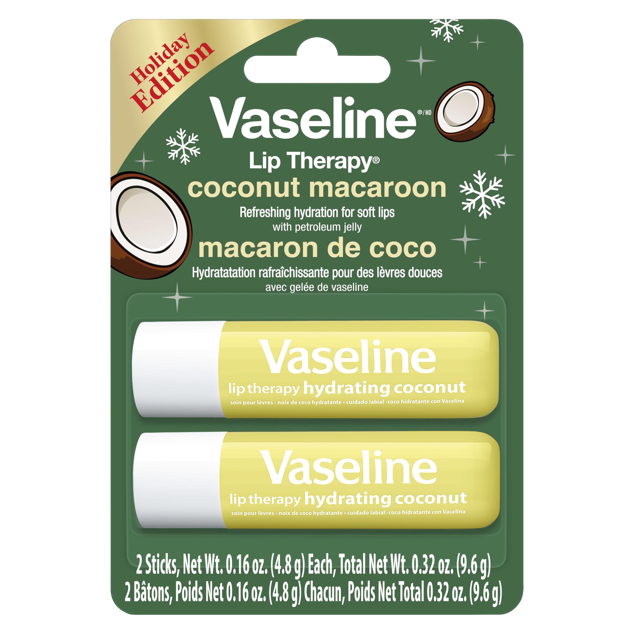 Vaseline lip therapy stick closeup highlighting smooth twist tube and cap