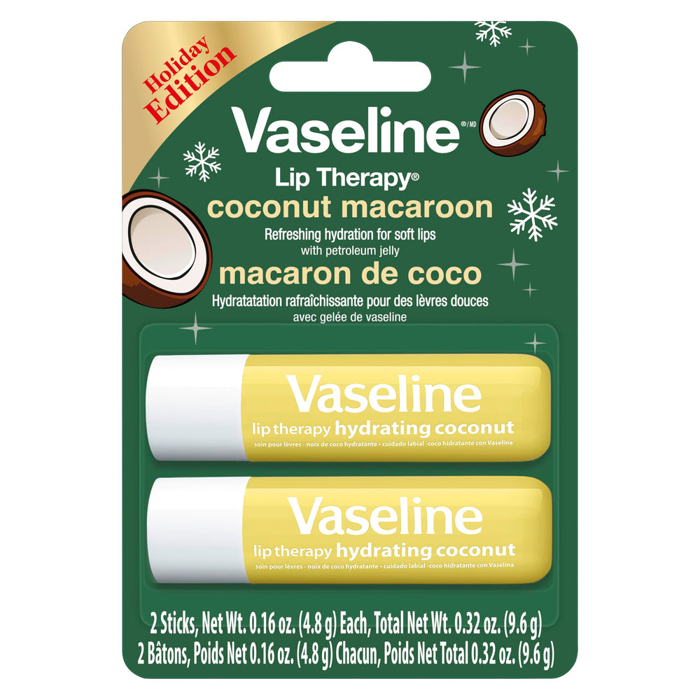 Vaseline lip therapy stick closeup highlighting smooth twist tube and cap