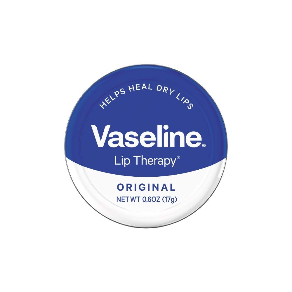 Vaseline front-facing steel tin pack of three showing brand and compact size benefit