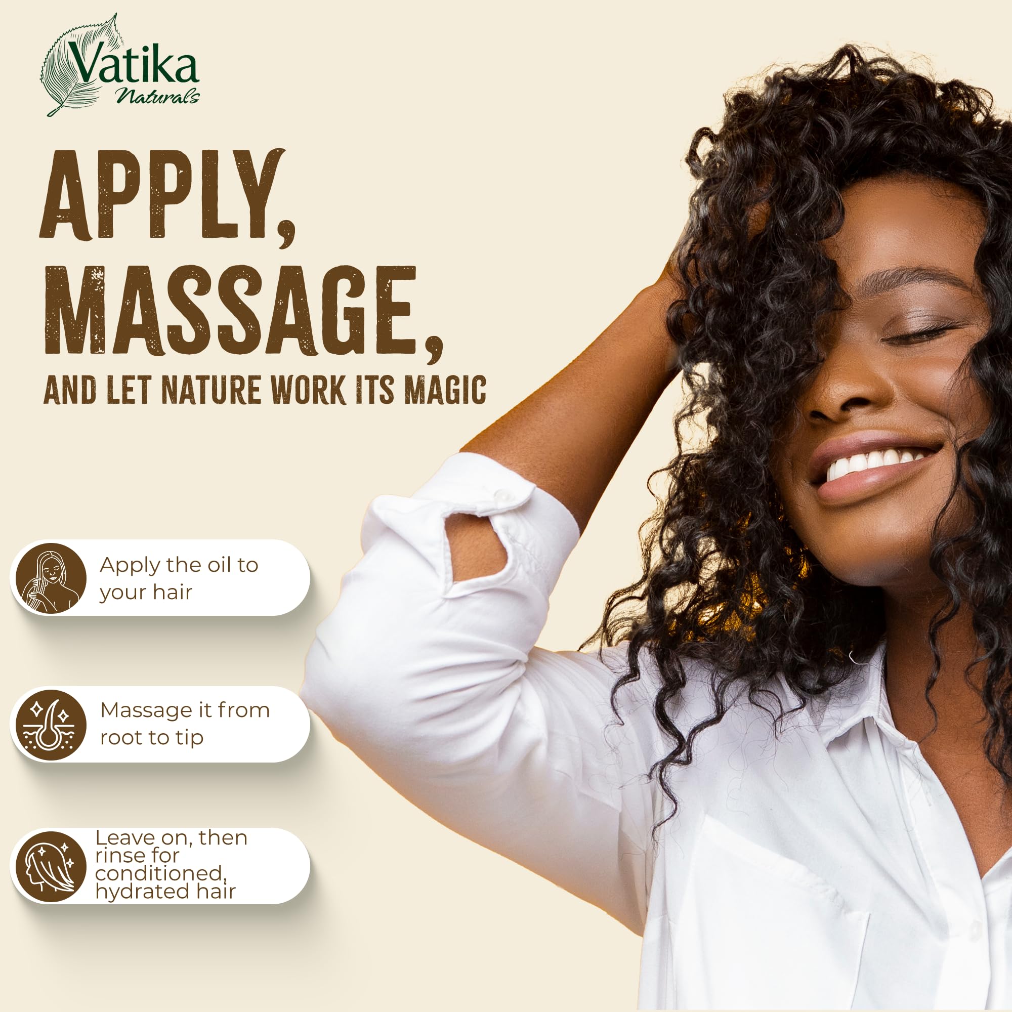Vatika Curls in use on curly hair reducing frizz and adding definition