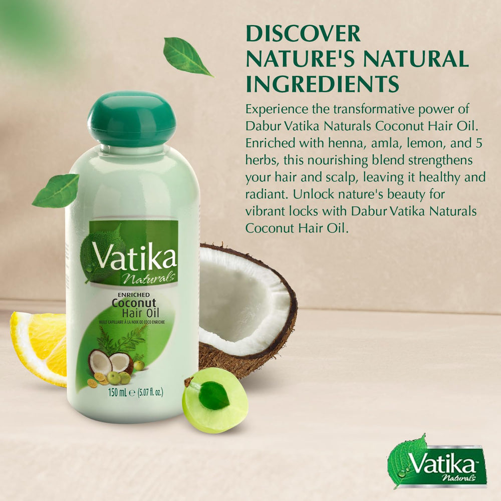 Vatika Naturals pouring oil texture shot showing lightweight coconut absorption benefit