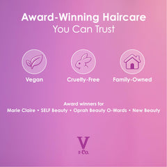 V&CO conditioner in hand showing creamy texture and easy application for detangling