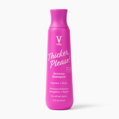 V&Co. front bottle view showing label and 12 oz size, highlights full-bodied hair benefit
