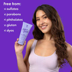 V&CO being applied to damp hair for defined, frizz-controlled waves