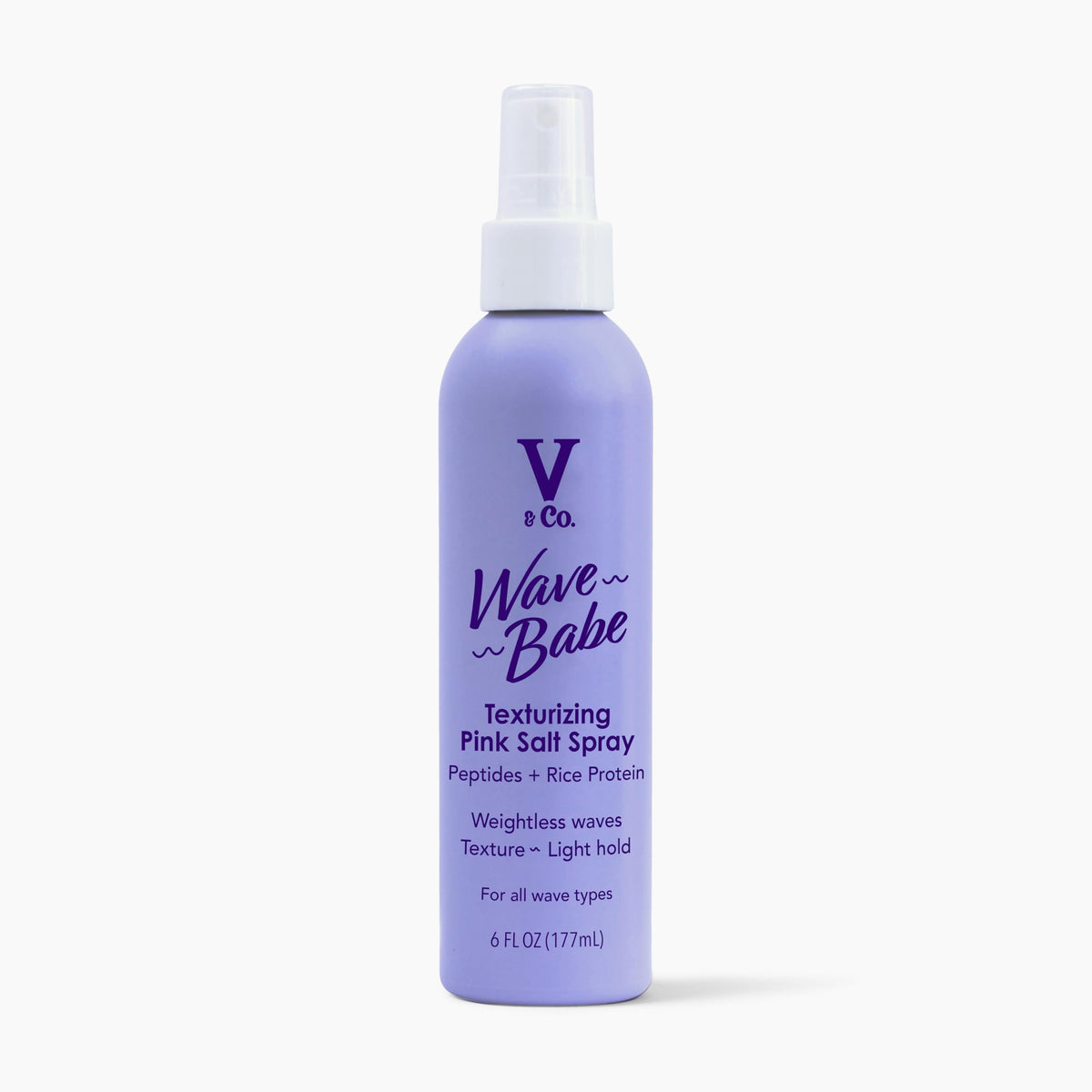 V&Co bottle front packaging showing Wave Babe branding and size benefit