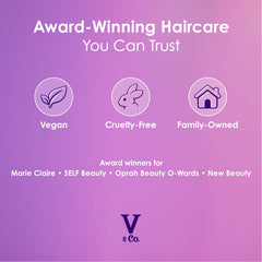 V&CO in-bathroom styling scene showing defined wavy hair results