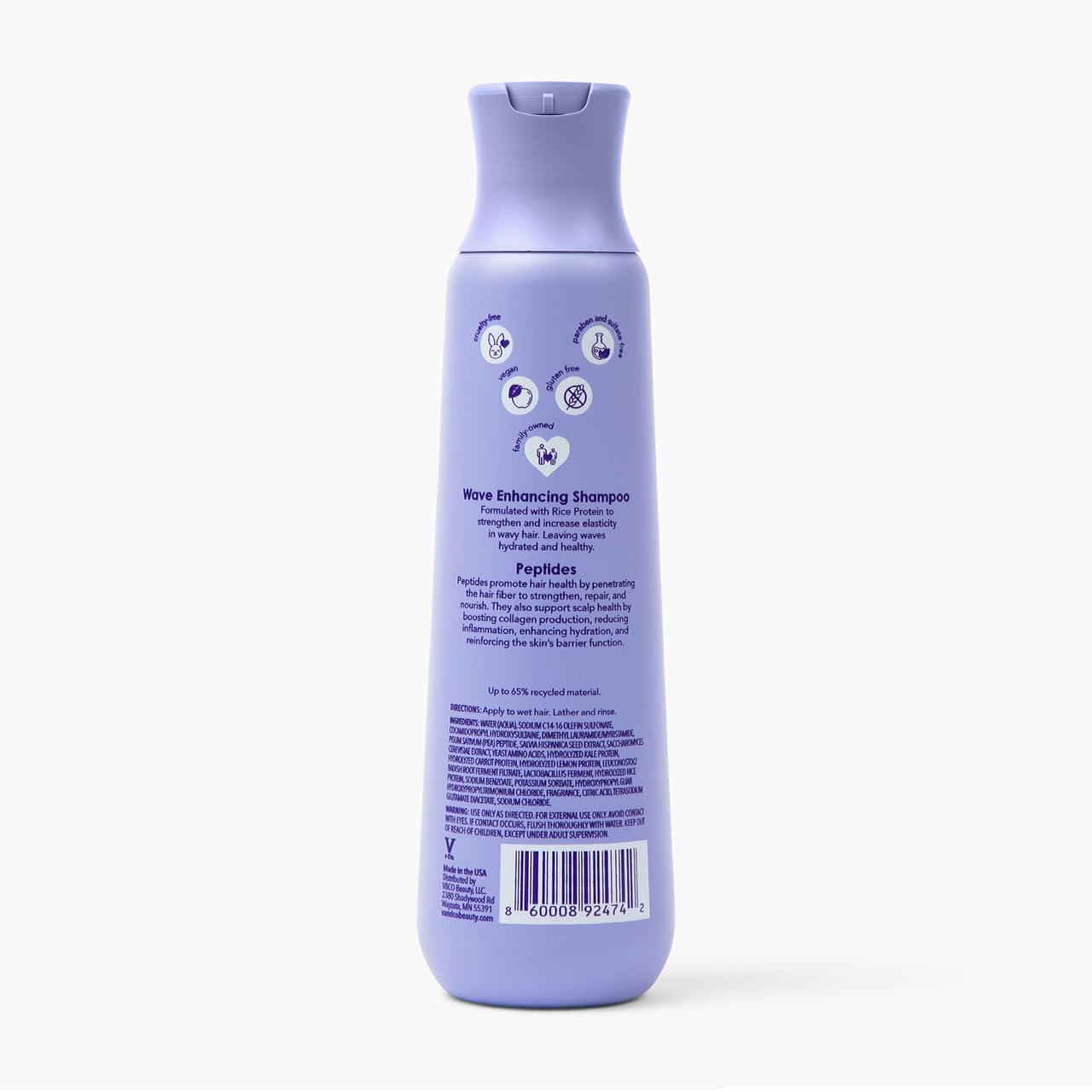 V&CO bottle recycled material badge highlighting eco benefit