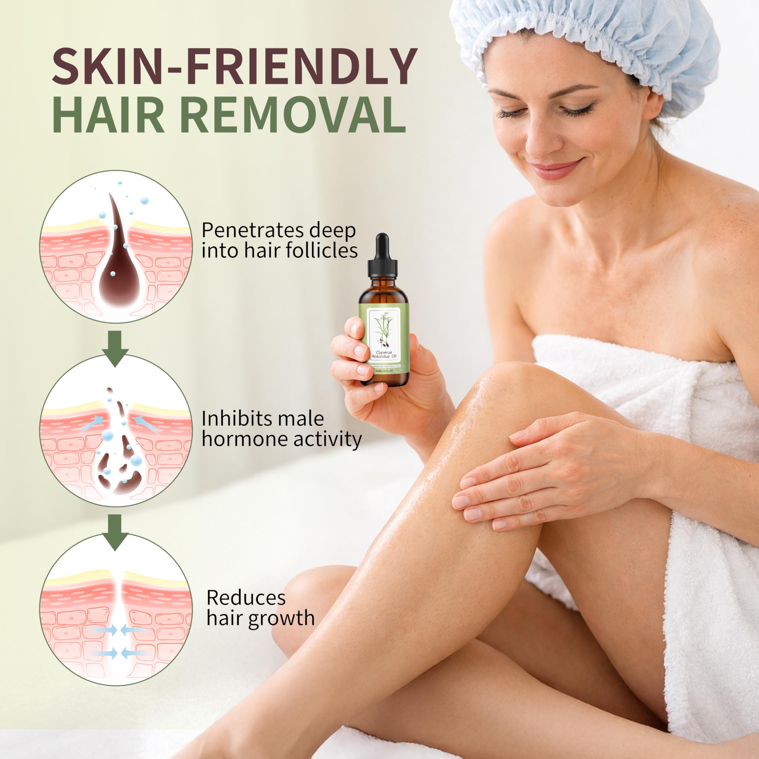 Veakoo applied to face to soothe skin and reduce irritation after hair removal
