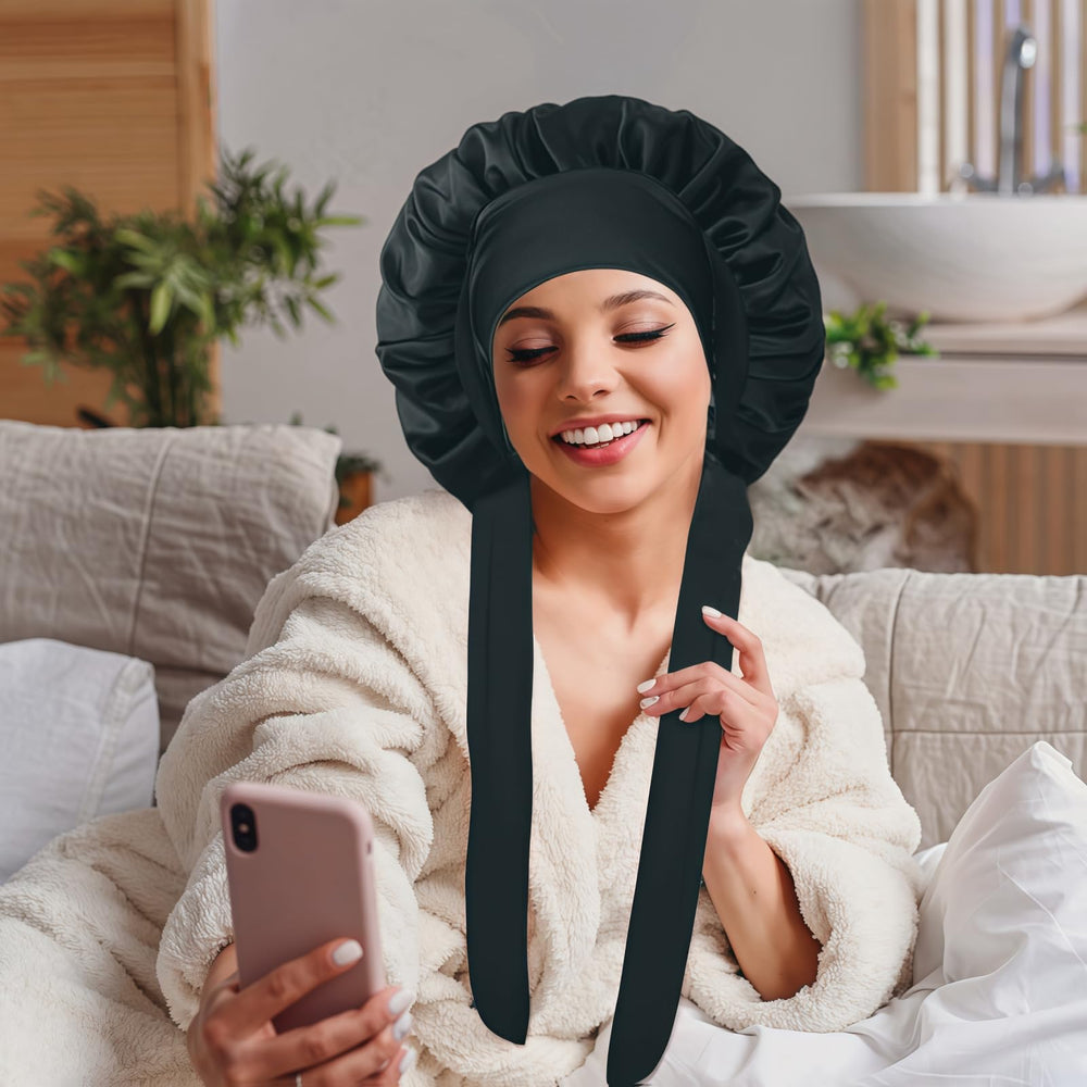VECIIR bonnet elastic band profile showing gentle hold without tightness
