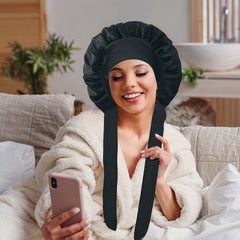 VECIIR bonnet elastic band profile showing gentle hold without tightness