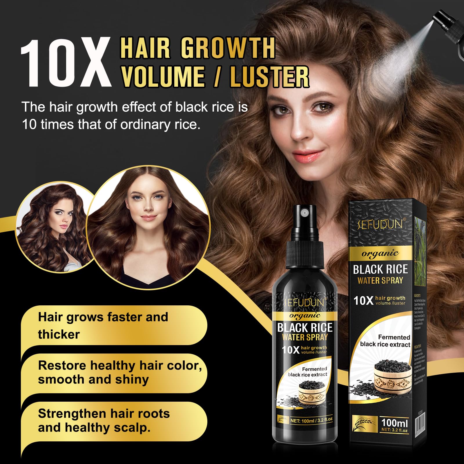 Vedora being sprayed on scalp, illustrates targeted application for fuller hair