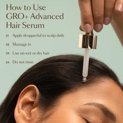 VEGAMOUR GRO+ being applied directly to scalp to target shedding and improve scalp balance