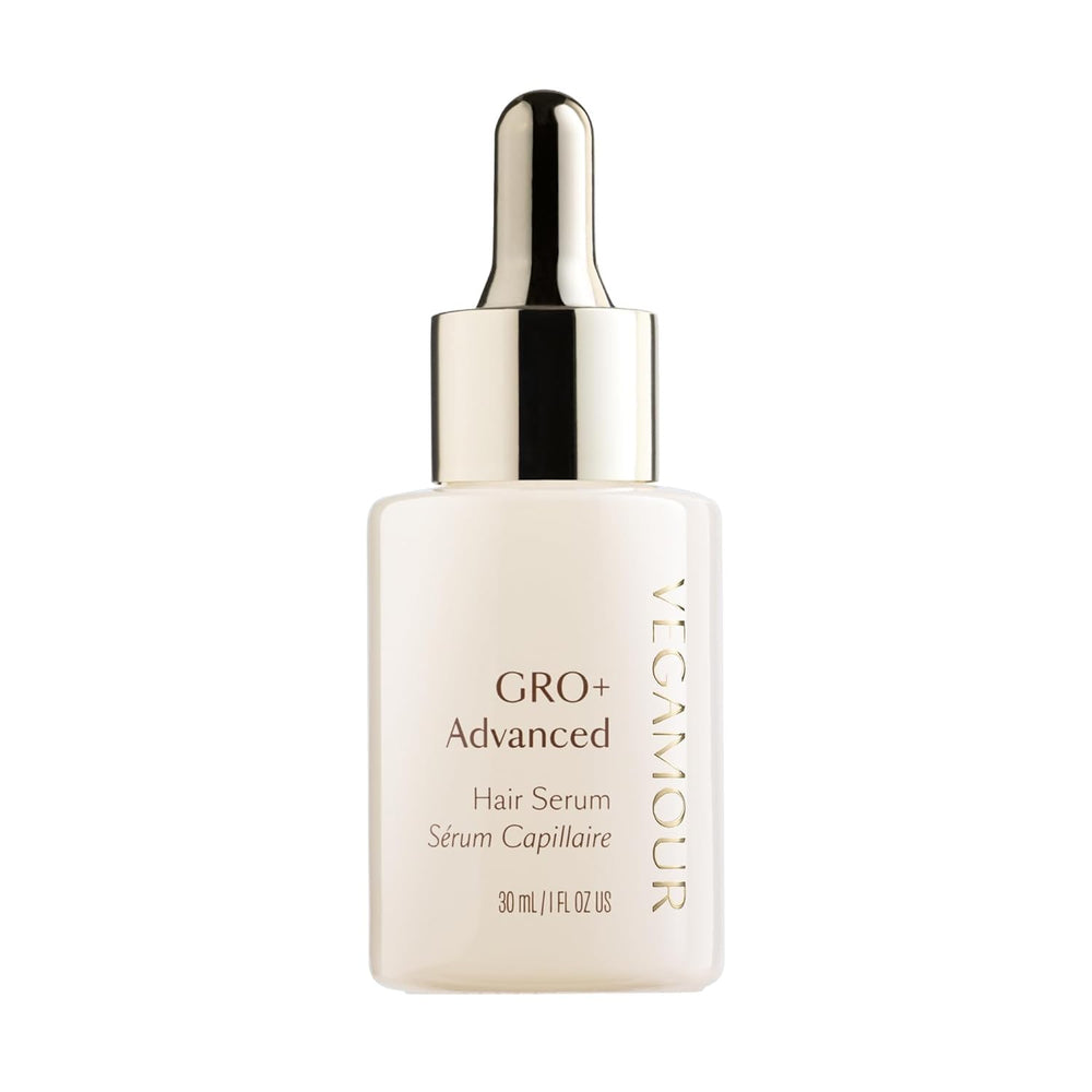 VEGAMOUR GRO+ front packaging showing kit for less shedding and fuller-looking hair