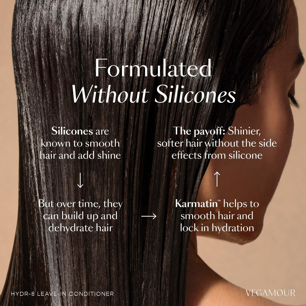 VEGAMOUR using HYDR-8 on dry hair before heat styling for protection