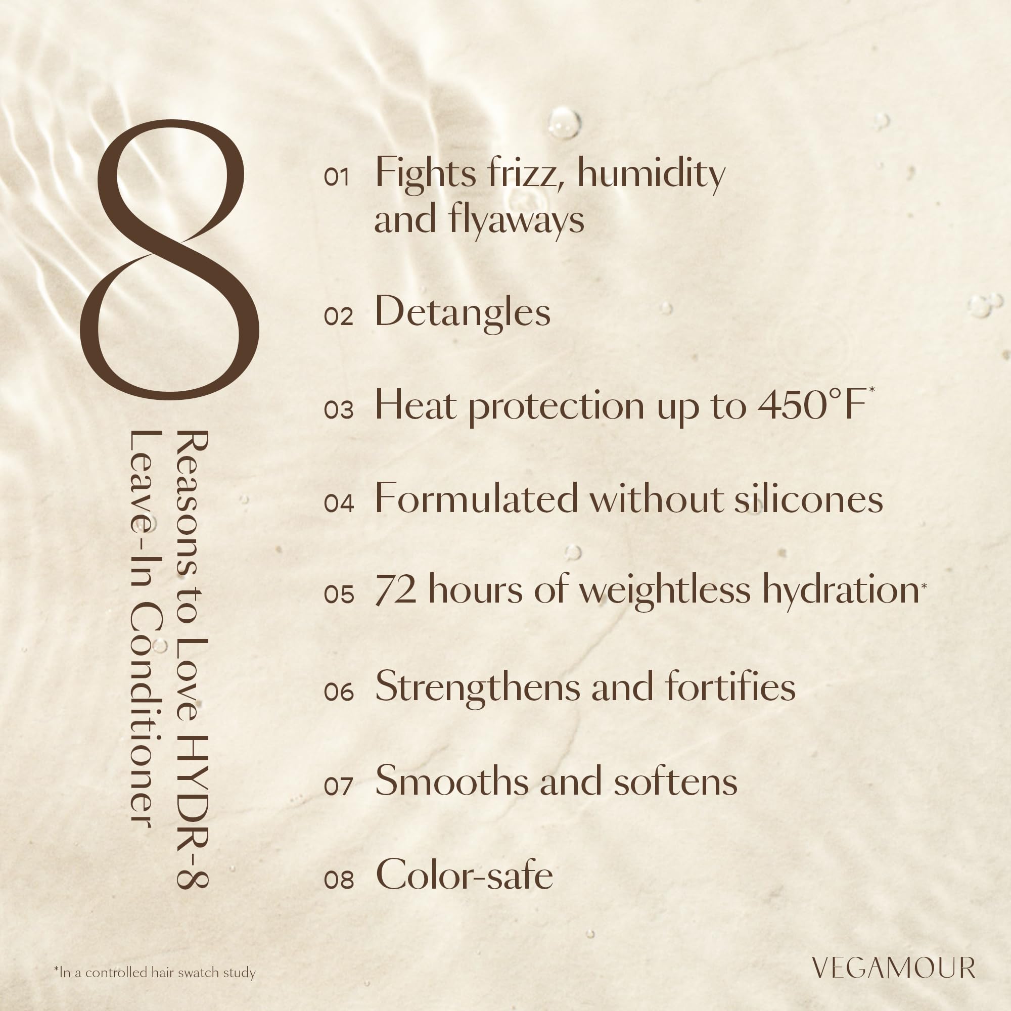 VEGAMOUR spray nozzle dispensing mist for even lightweight coverage