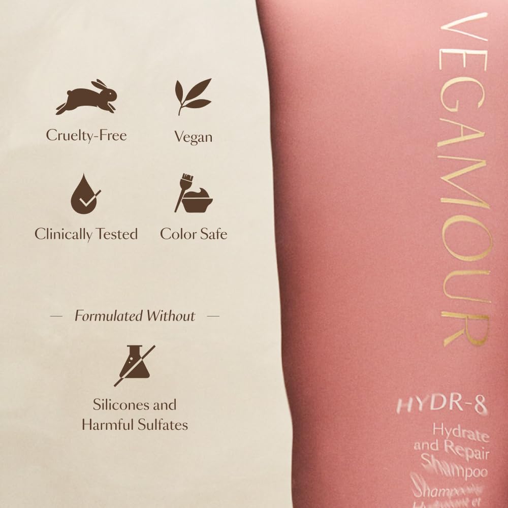 VEGAMOUR paired with HYDR-8 conditioner to show layered routine benefits