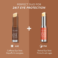 VELAMO ADVANCED applying stick under eye to de-puff and refresh