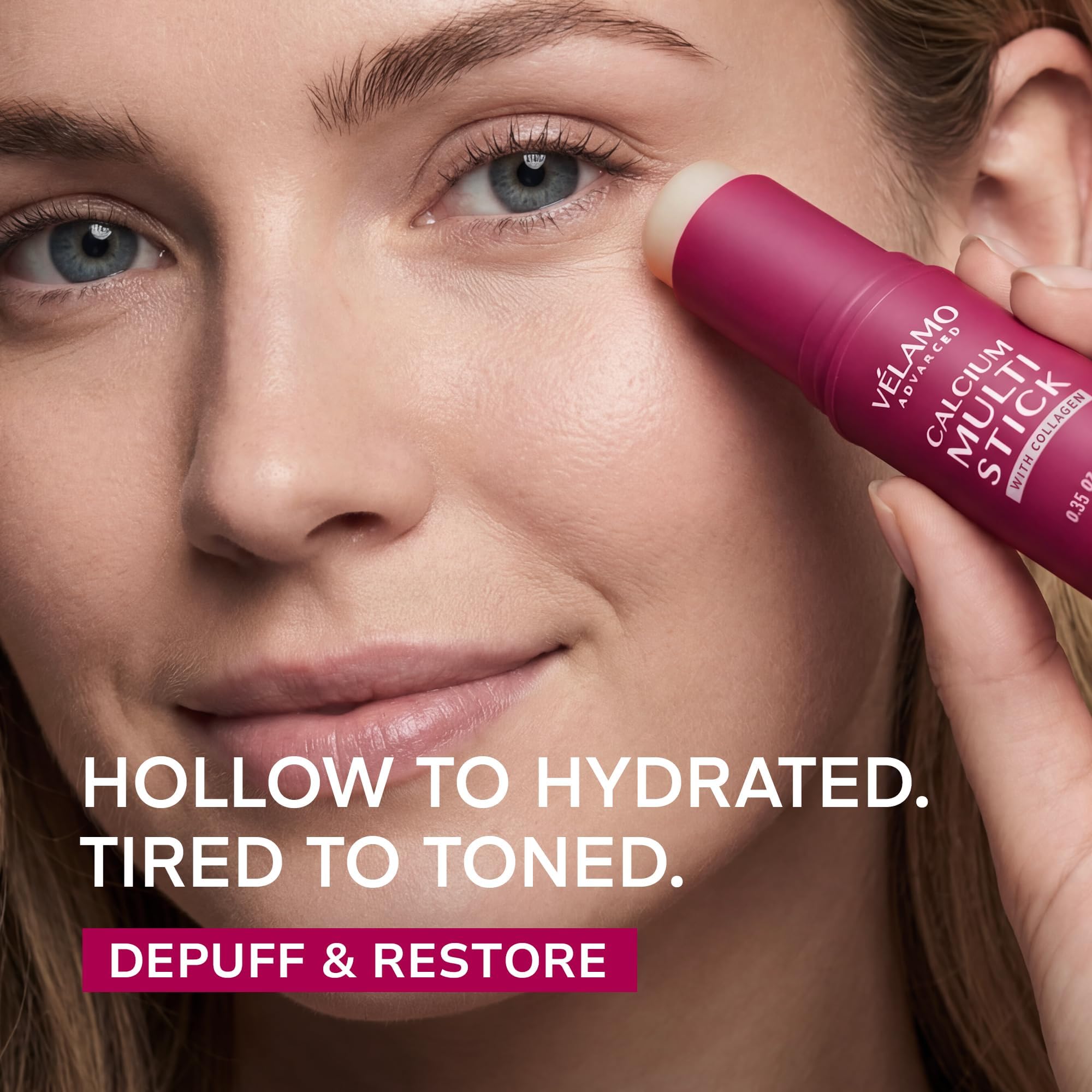 VELAMO ADVANCED close-up texture of balm stick delivering smooth glide and moisture