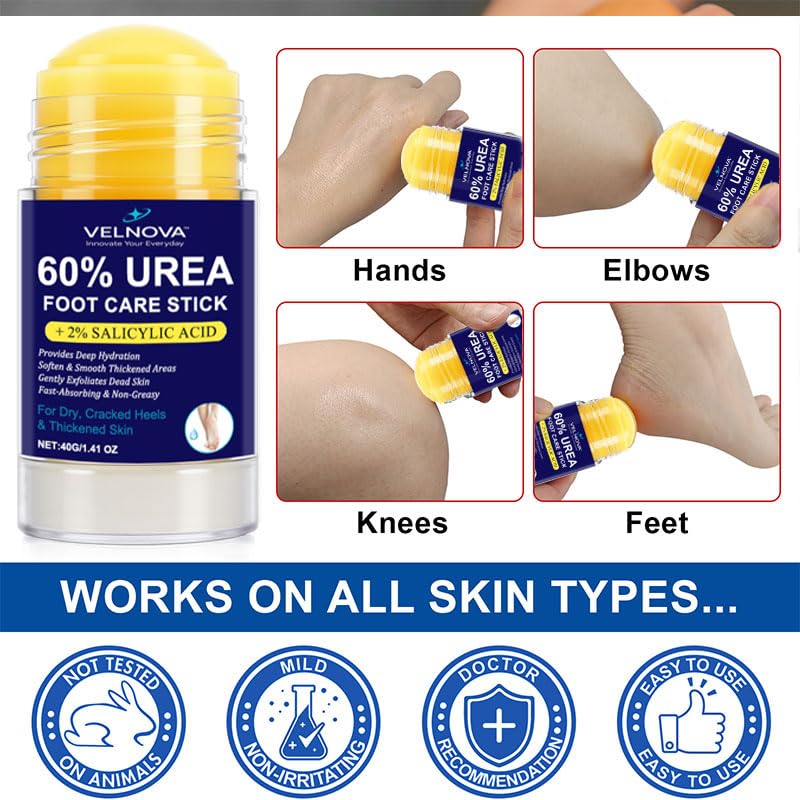 VELNOVA softened heel before and after visualizing smoother skin benefit