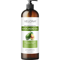 velona bottle front label showing pure avocado oil benefits