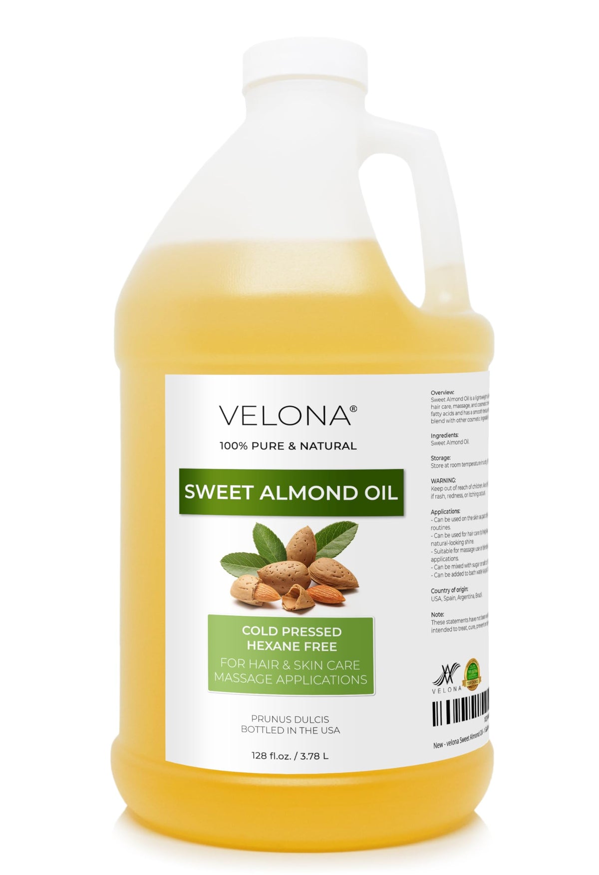 velona front label on 1 gallon bottle showing product clarity and branding benefit