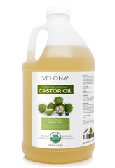velona gallon front label showing organic certification and USP grade benefit clarity