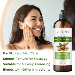 velona oil applied to hair ends demonstrating shine and manageability benefit
