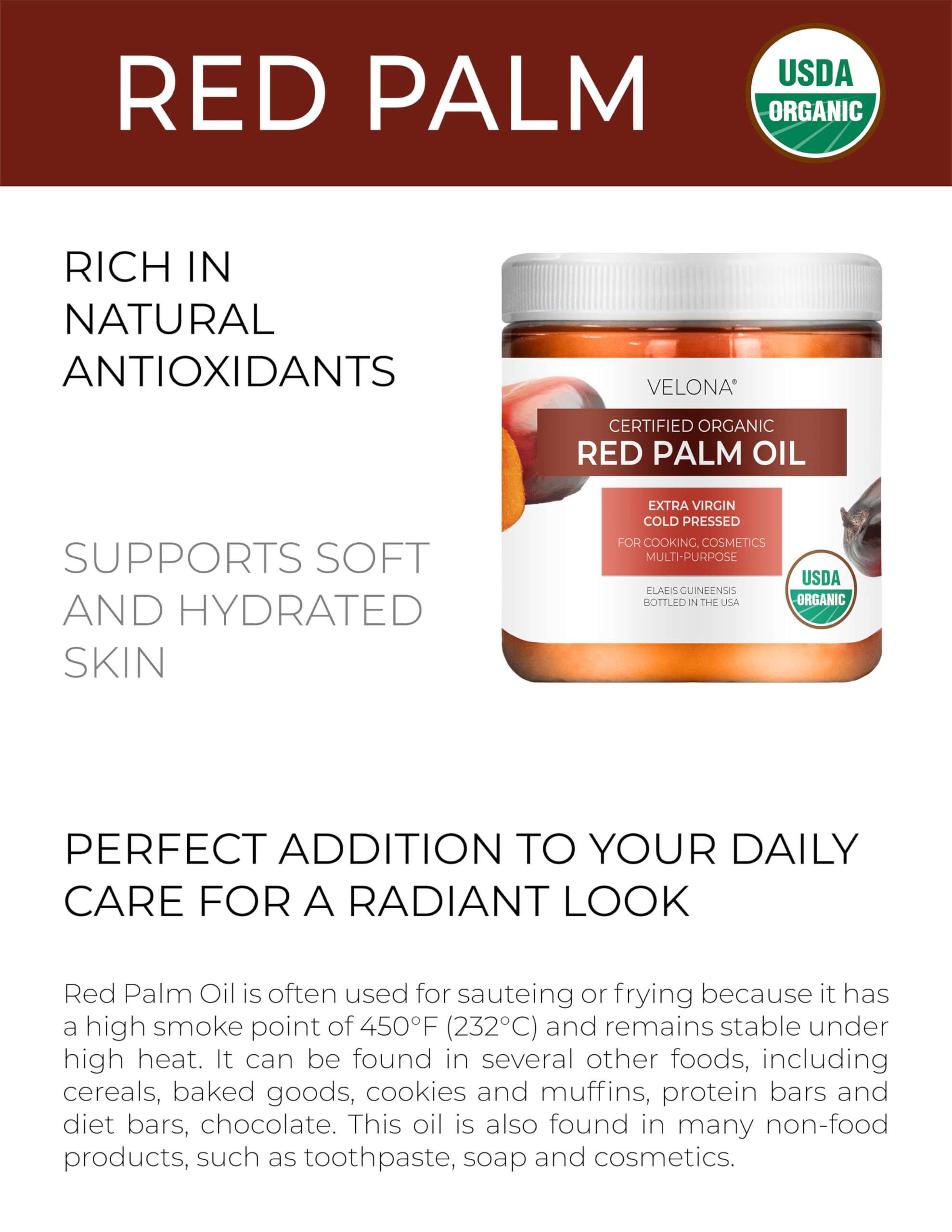 velona open jar revealing semi-solid red palm oil ready to scoop for recipes