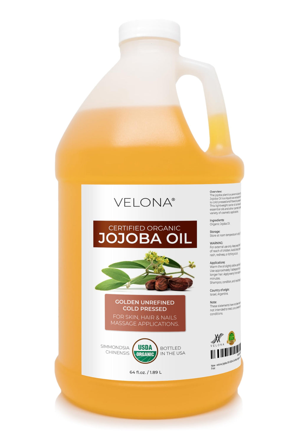 velona front label showing organic certification and product clarity benefit clarity