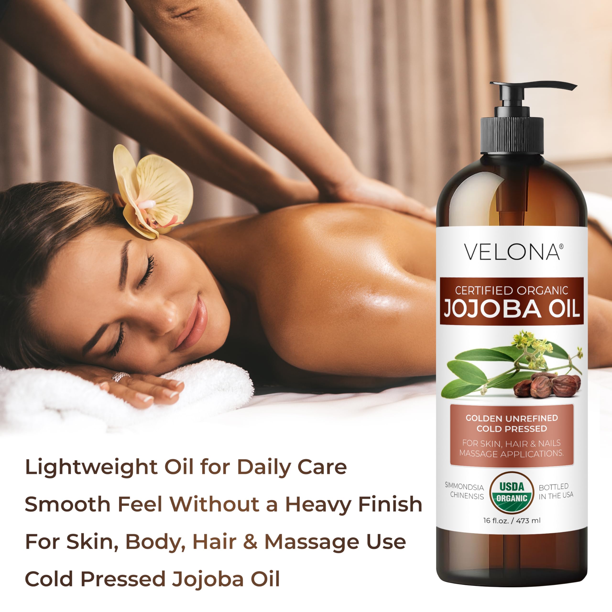 velona applied to hair ends showing smooth shine and frizz control benefit