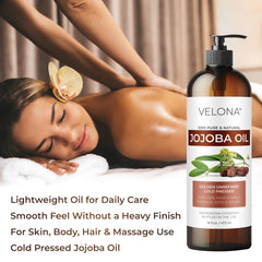 velona jojoba oil applied to hair to enhance shine and smoothness