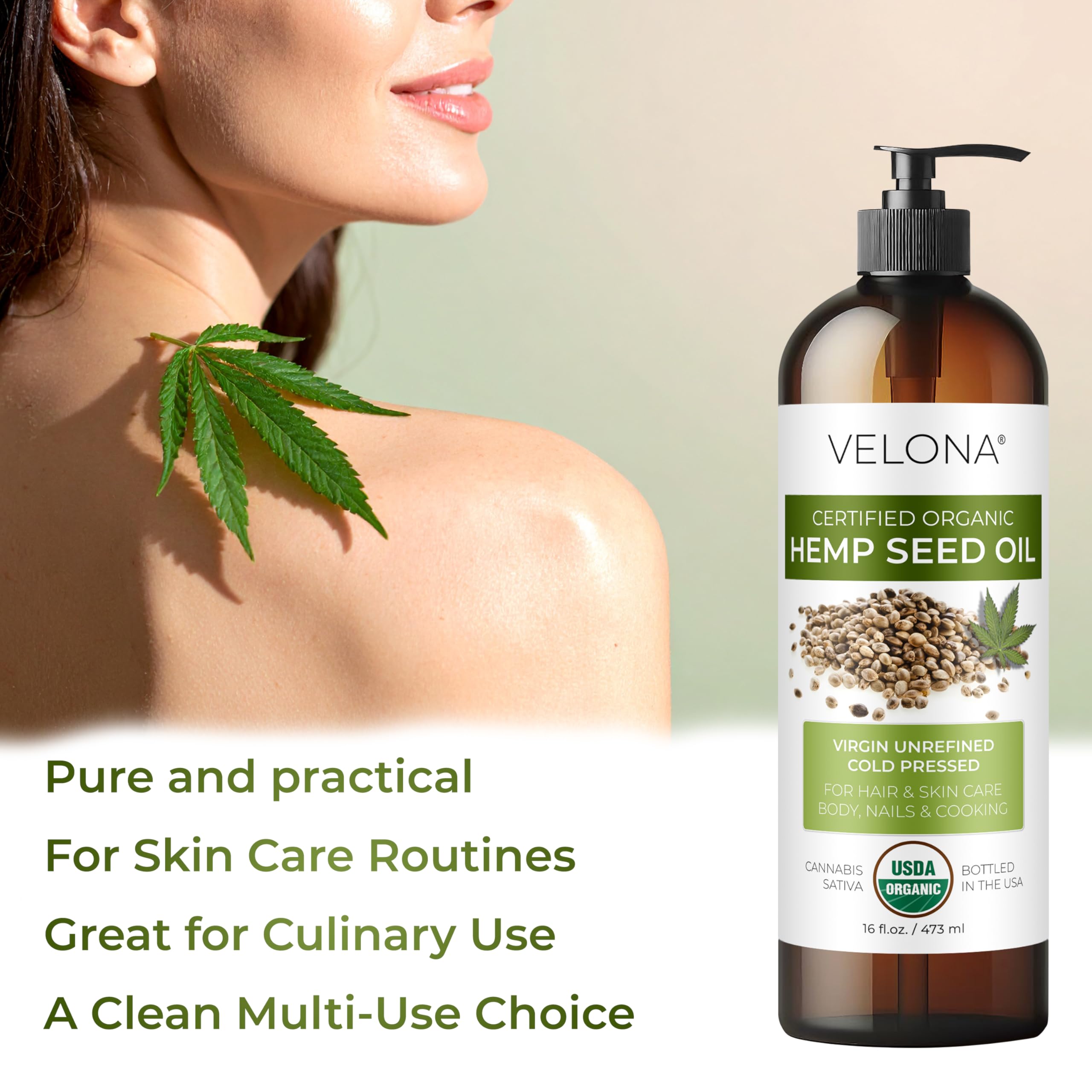 velona label detail highlighting USDA Organic seal and ingredient transparency benefit