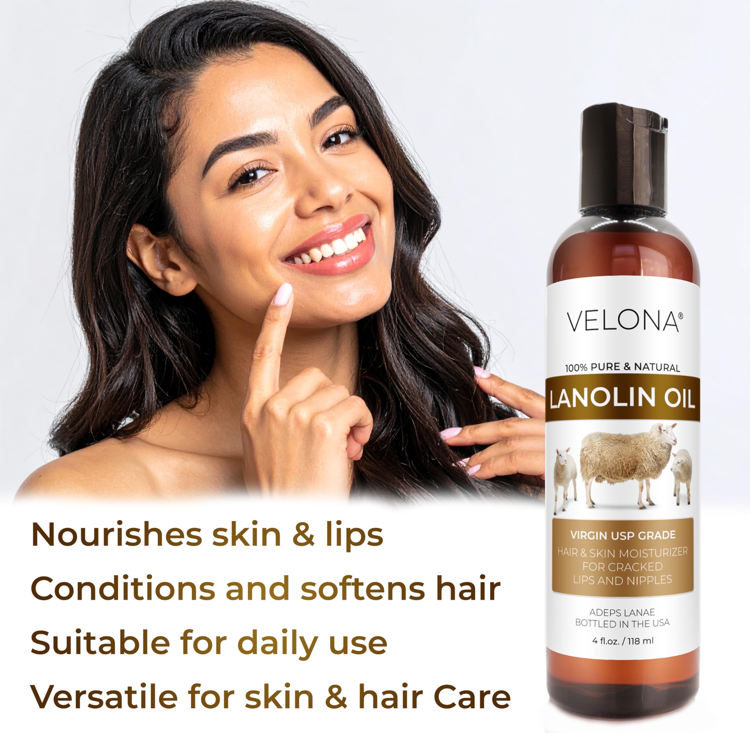velona lanolin oil used on lips and nails displaying conditioning benefit