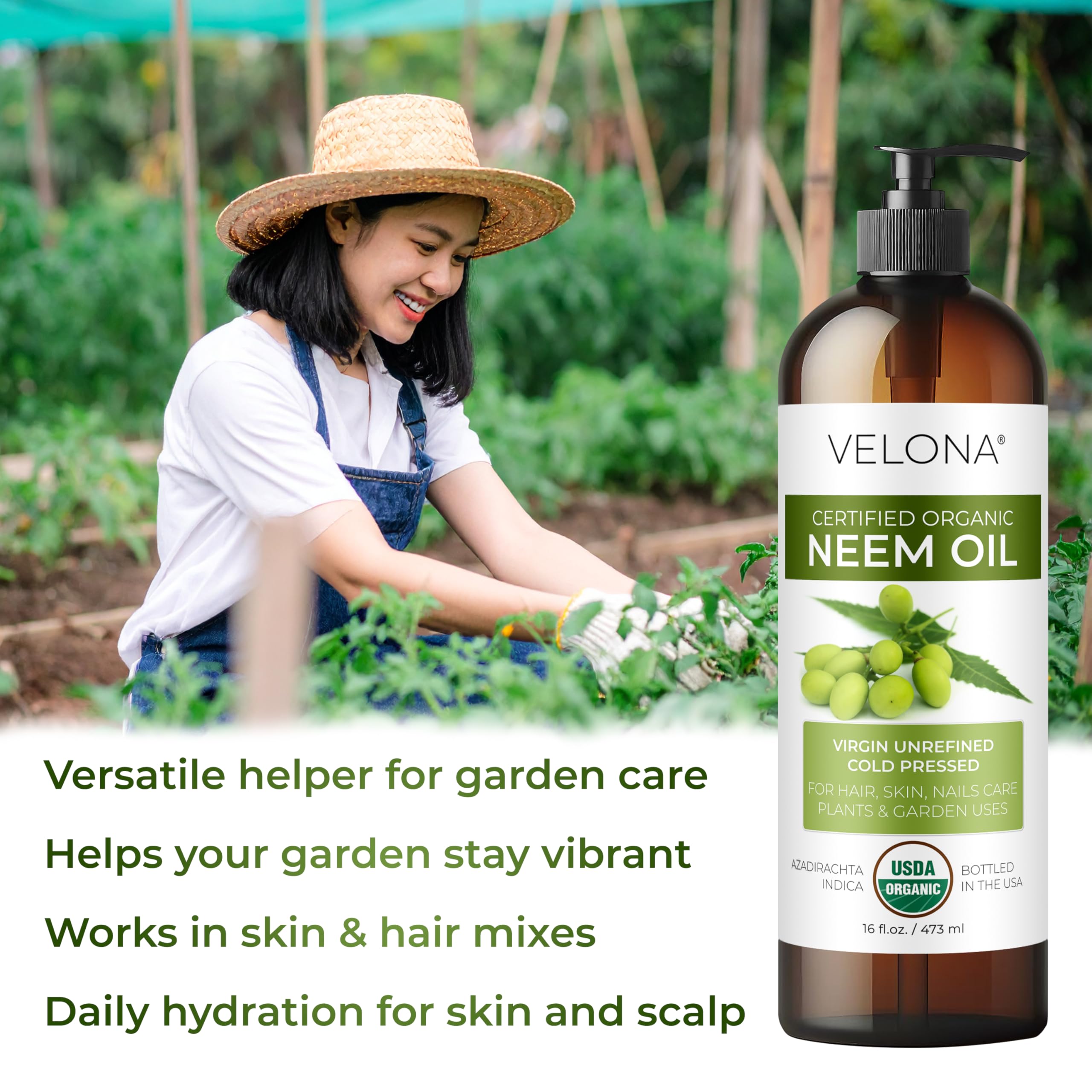 velona neem oil bottle next to measuring spoons showing precise DIY dosing