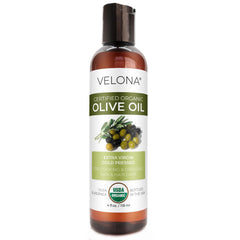 velona bottle front view showing label and organic seal, highlights purity
