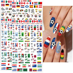 Veloranty front sheets display showing assorted soccer nail designs and vibrant colors for easy selection