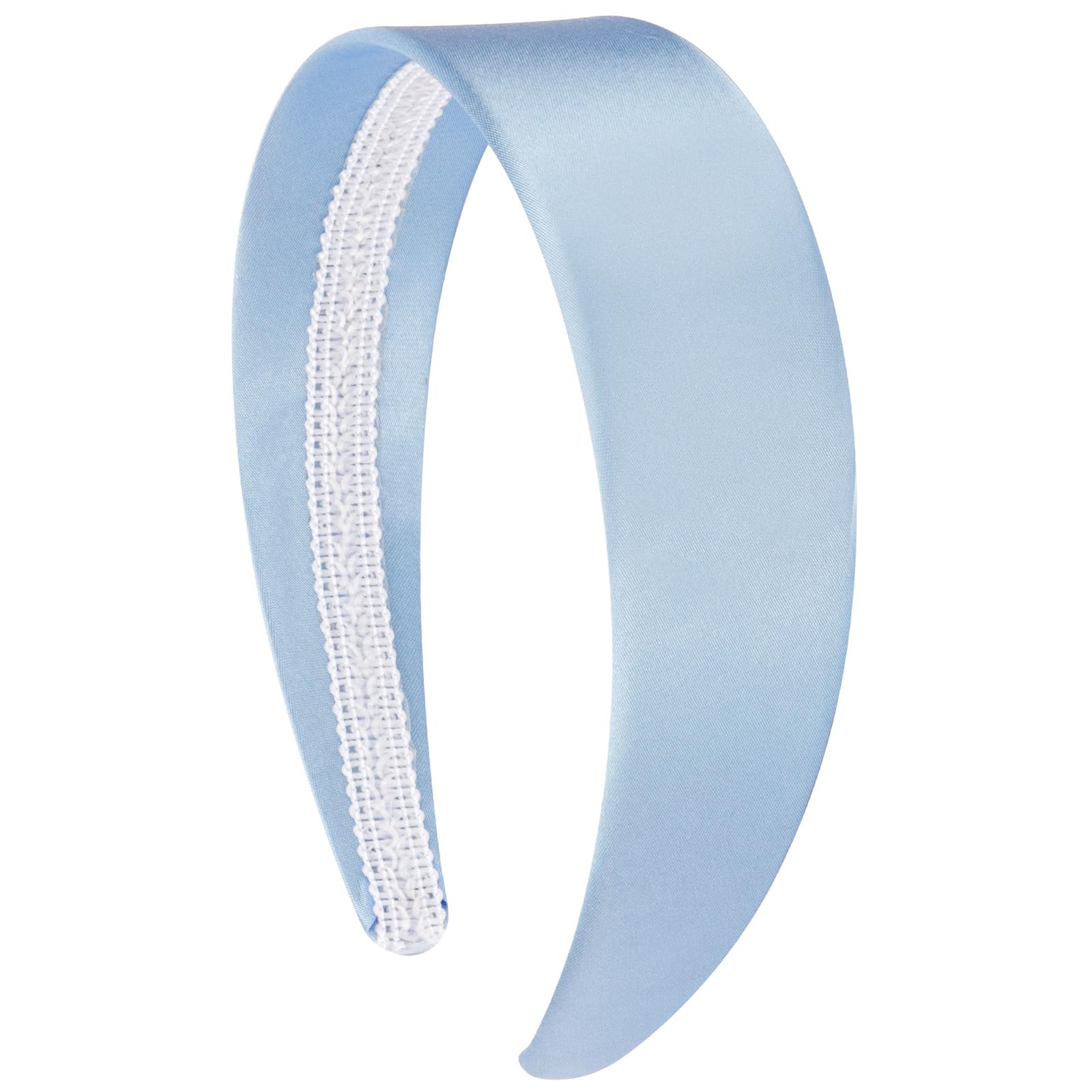VELSCRUN front view bright blue headband showing smooth satin finish and polished look