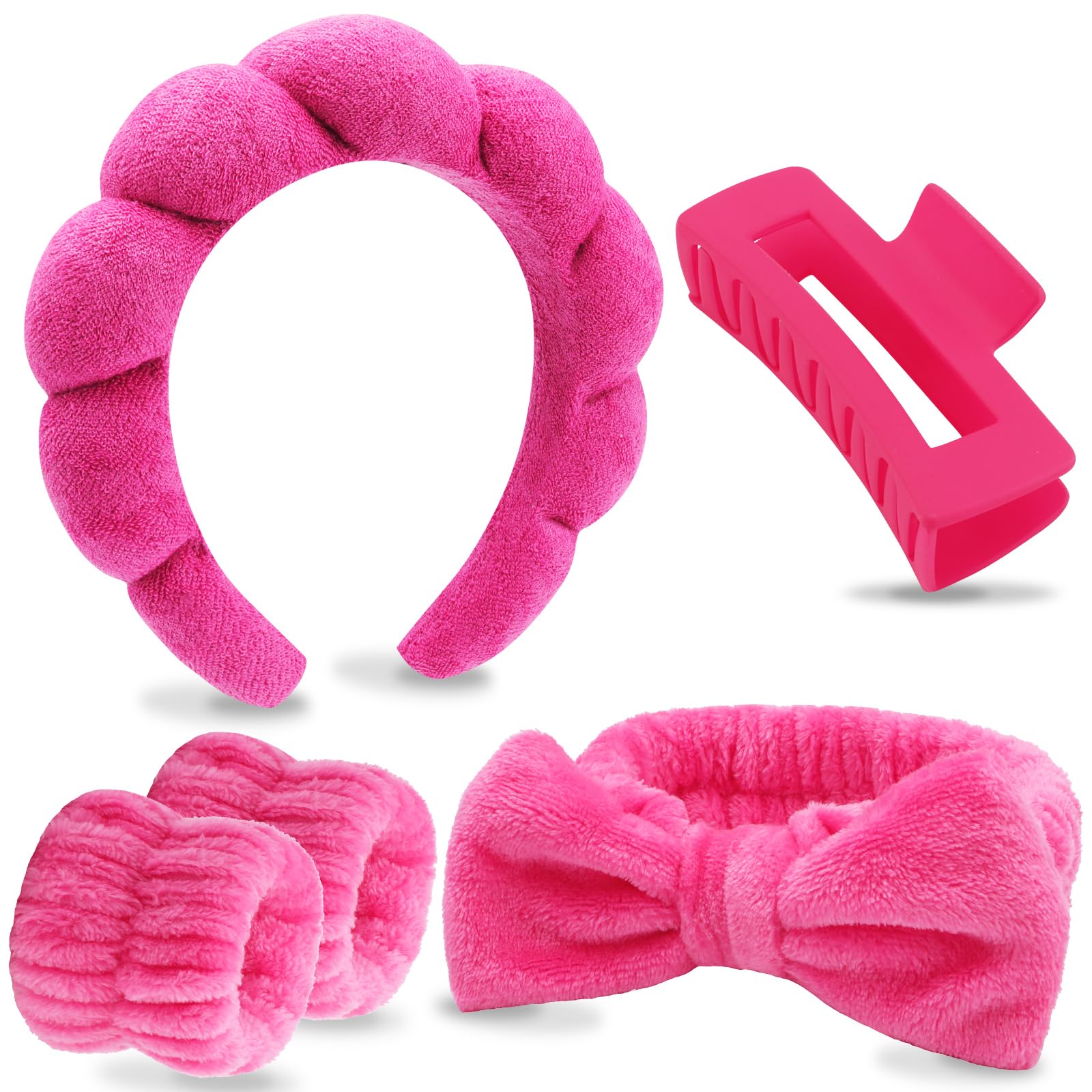 VELSCRUN front packaging showing the hot pink spa headband set benefit tidy storage