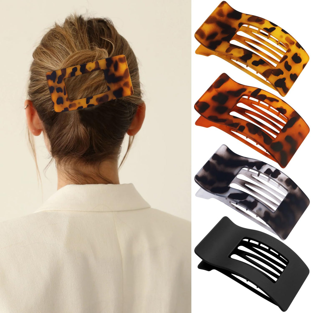 VELSCRUN front packaging with matte leopard clip, clear styling benefit