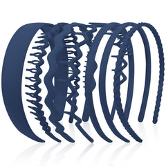 VELSCRUN front view of seven navy-blue headbands showing variety and easy gifting