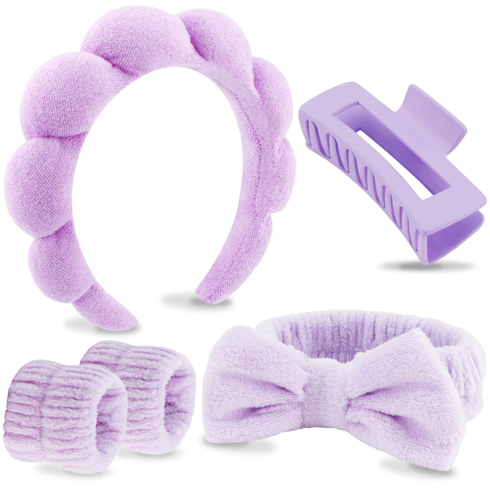 VELSCRUN front packaging showing full five-piece spa headband set and benefit convenience