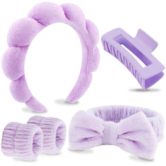 VELSCRUN front packaging showing full five-piece spa headband set and benefit convenience