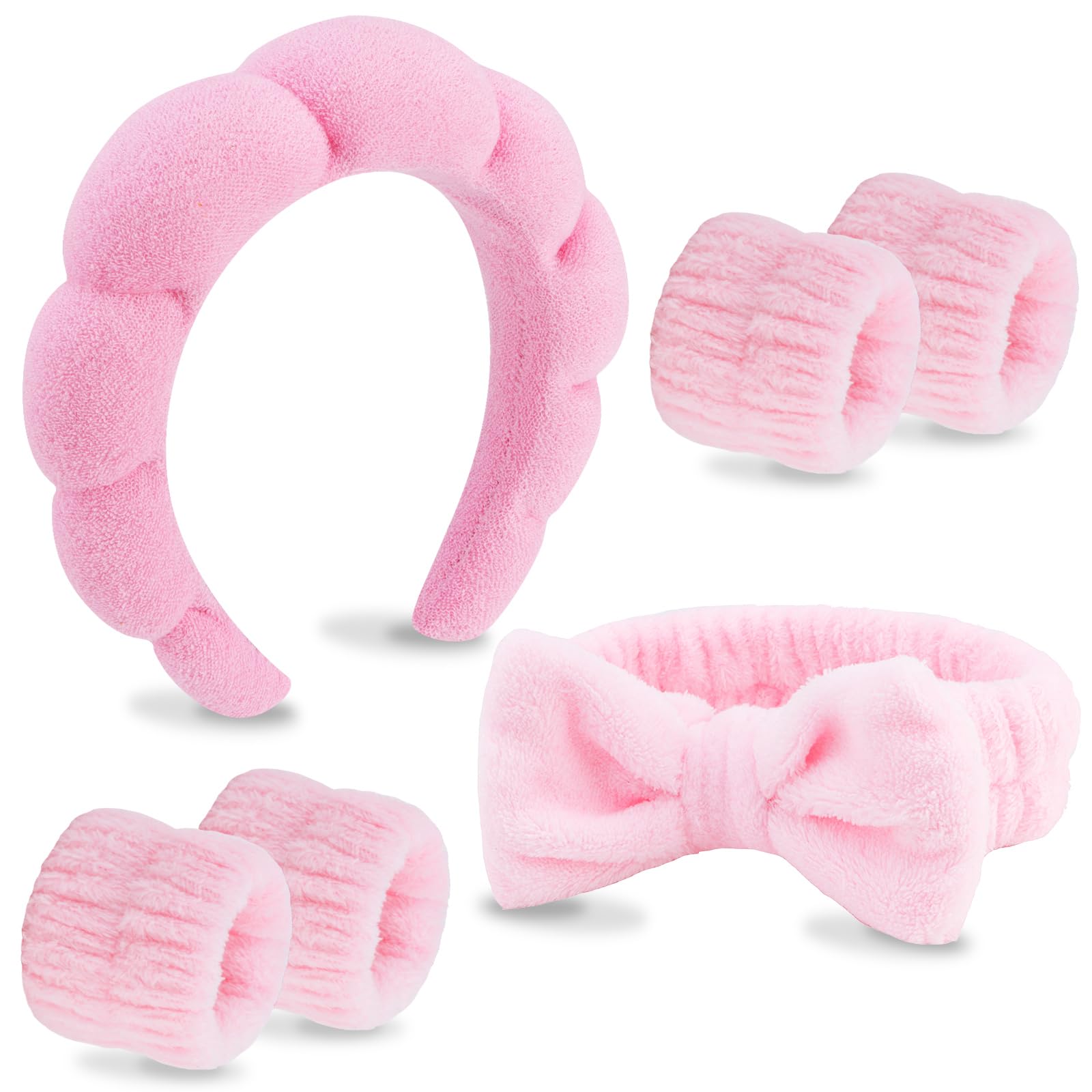 VELSCRUN front packaging showing the pink spa headband set and wristbands for convenience