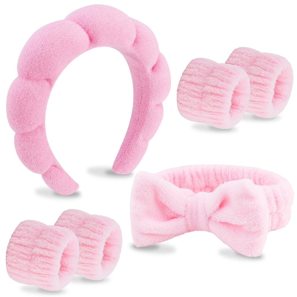 VELSCRUN front packaging showing the pink spa headband set and wristbands for convenience