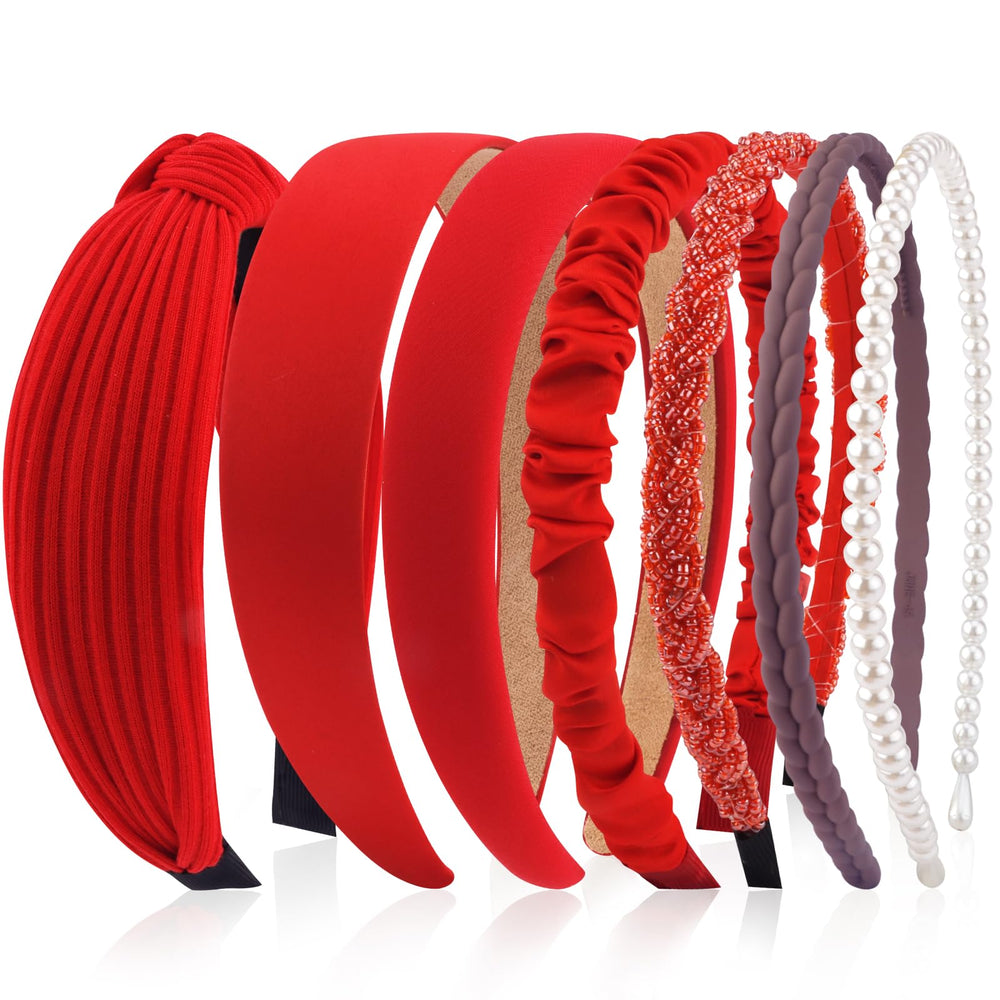 VELSCRUN front view of seven headbands showing variety and styling ease
