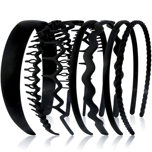 VELSCRUN seven black headbands displayed front view, versatile everyday accessory