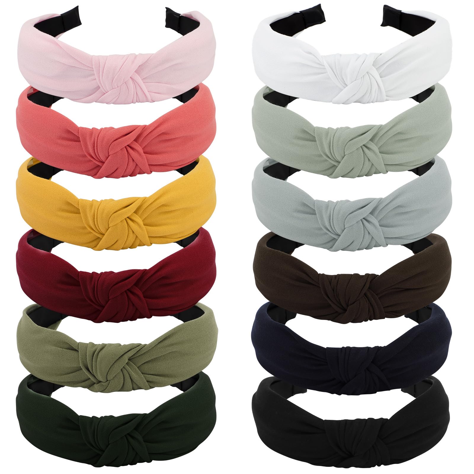 VELSCRUN front pack display showing twelve colorful headbands for outfit variety